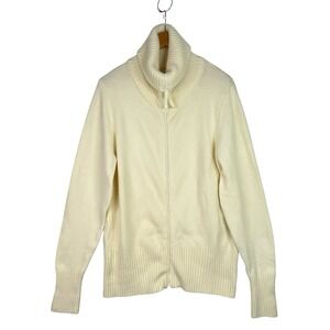 Old Navy Cream Zip Front Sweater Cardigan XXL Winter Edition‎ Lambswool Angora